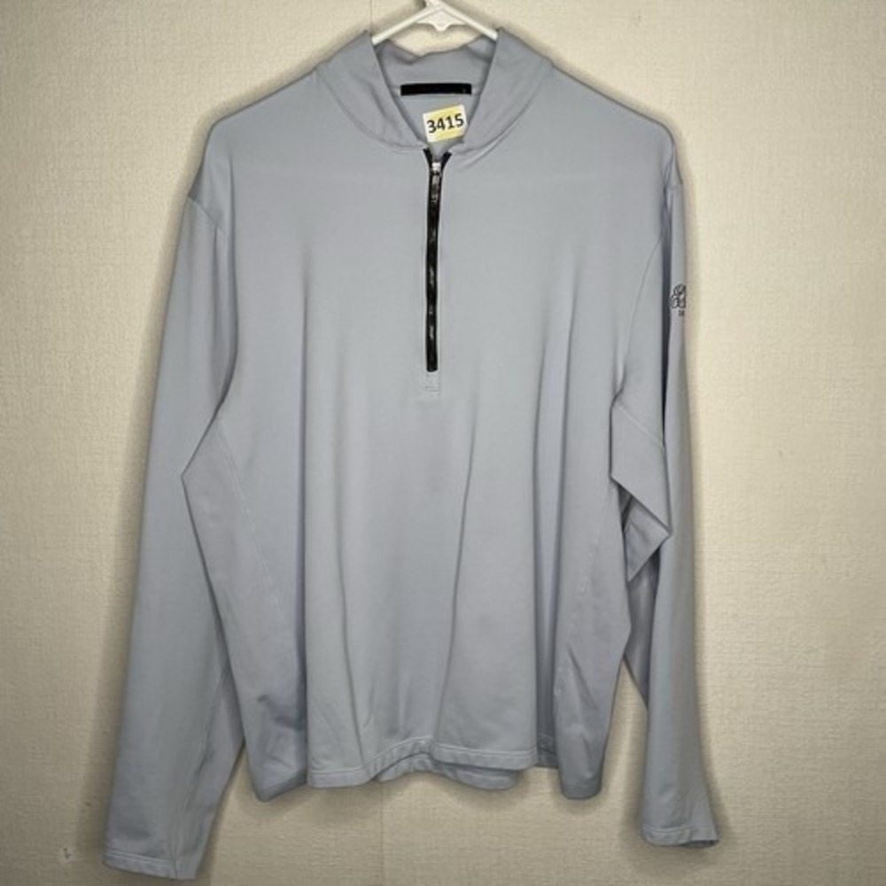 Greyson Sequoia Blue Hand Logo 1/4 Zip Performance Golf Sweater Active Top Men L